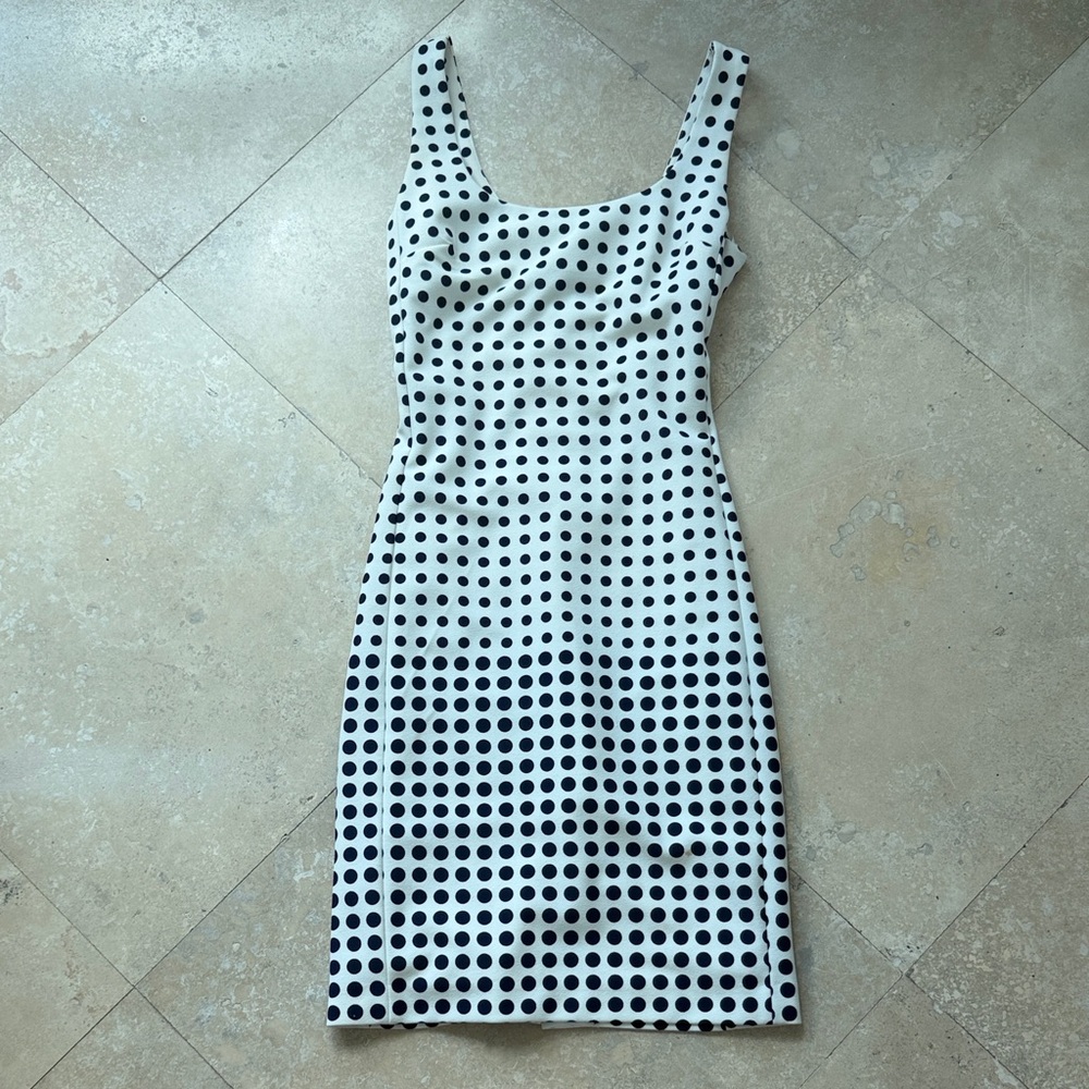 Karl Lagerfeld White Midi Dress with Black Polka Dots